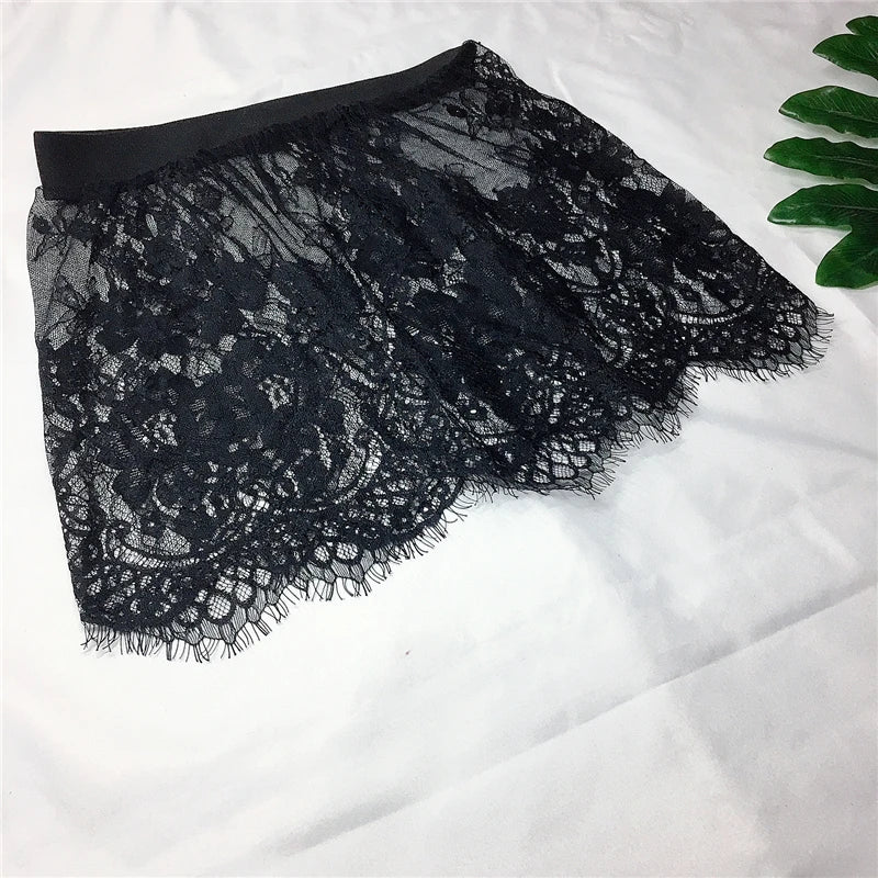 Minifalda Transparente de Encaje y Tul Mujer – Sexy Verano, Blanca & Negra