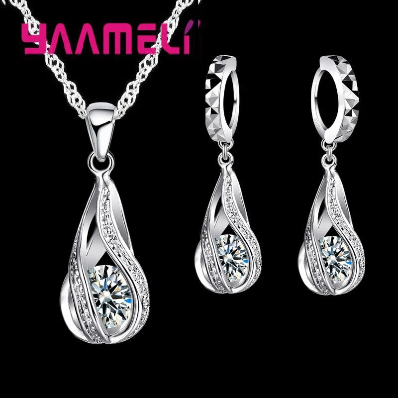 Set Collar & Pendientes Plata 925 con Zirconia – Joya Boda & Fiesta, Regalo