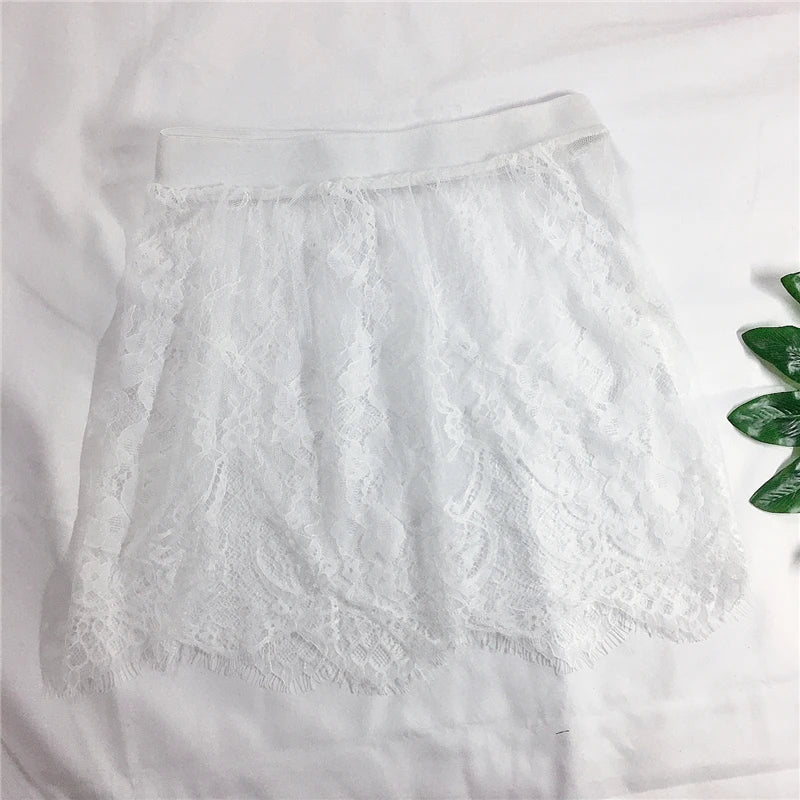 Minifalda Transparente de Encaje y Tul Mujer – Sexy Verano, Blanca & Negra