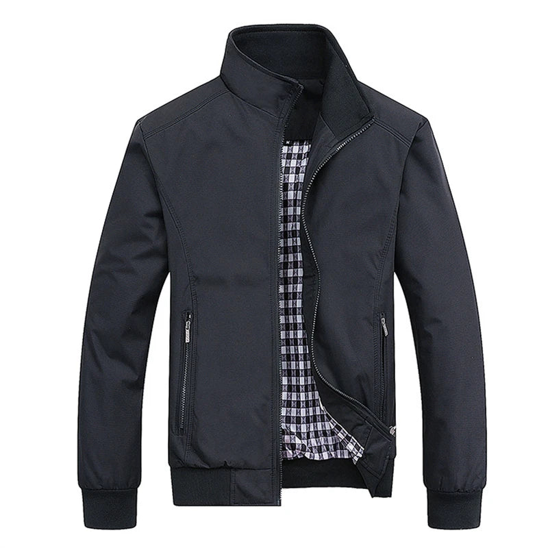 Cazadora Bomber Hombre Slim Con Capucha – Béisbol Casual Color Sólido Talla M-8XL