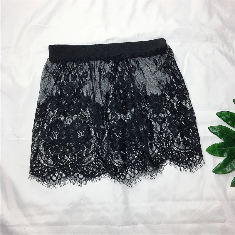 Minifalda Transparente de Encaje y Tul Mujer – Sexy Verano, Blanca & Negra