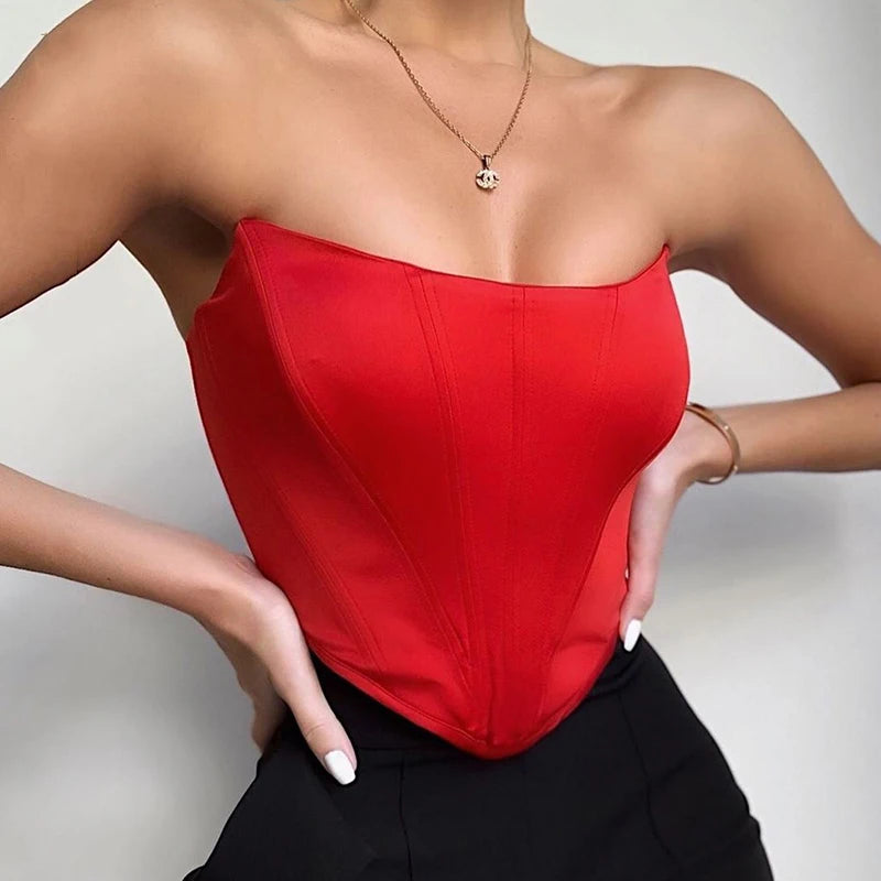 Women's Off-the-Shoulder & Backless Corset Top – Sexy Solid Color Bustier