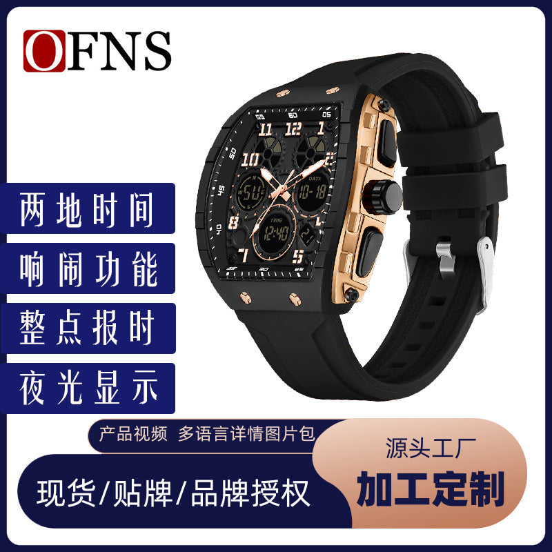 Unisex Multifunction Barrel Digital Watch – Stopwatch, Alarm, Luminous, 50M Water Resistant
