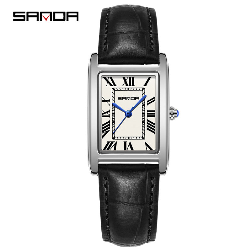 Reloj de Pareja Vintage Cuadrado – Cuarzo Elegante Unisex con Números Romanos