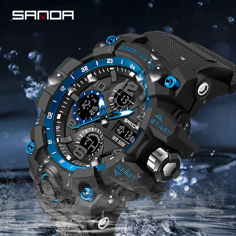 Reloj Deportivo Digital Multifunción Sanda – Alarma Luminoso Resistente al Agua 50M Unisex