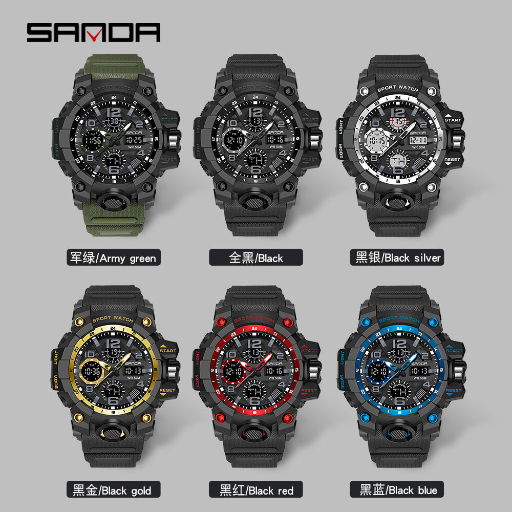 Reloj Deportivo Digital Multifunción Sanda – Alarma Luminoso Resistente al Agua 50M Unisex