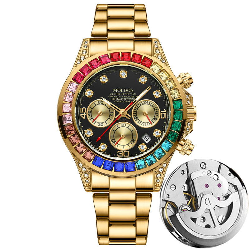 Men's Quartz Watch Three Sub-Dials – Multifunction Calendar Steel or Silicone Strap