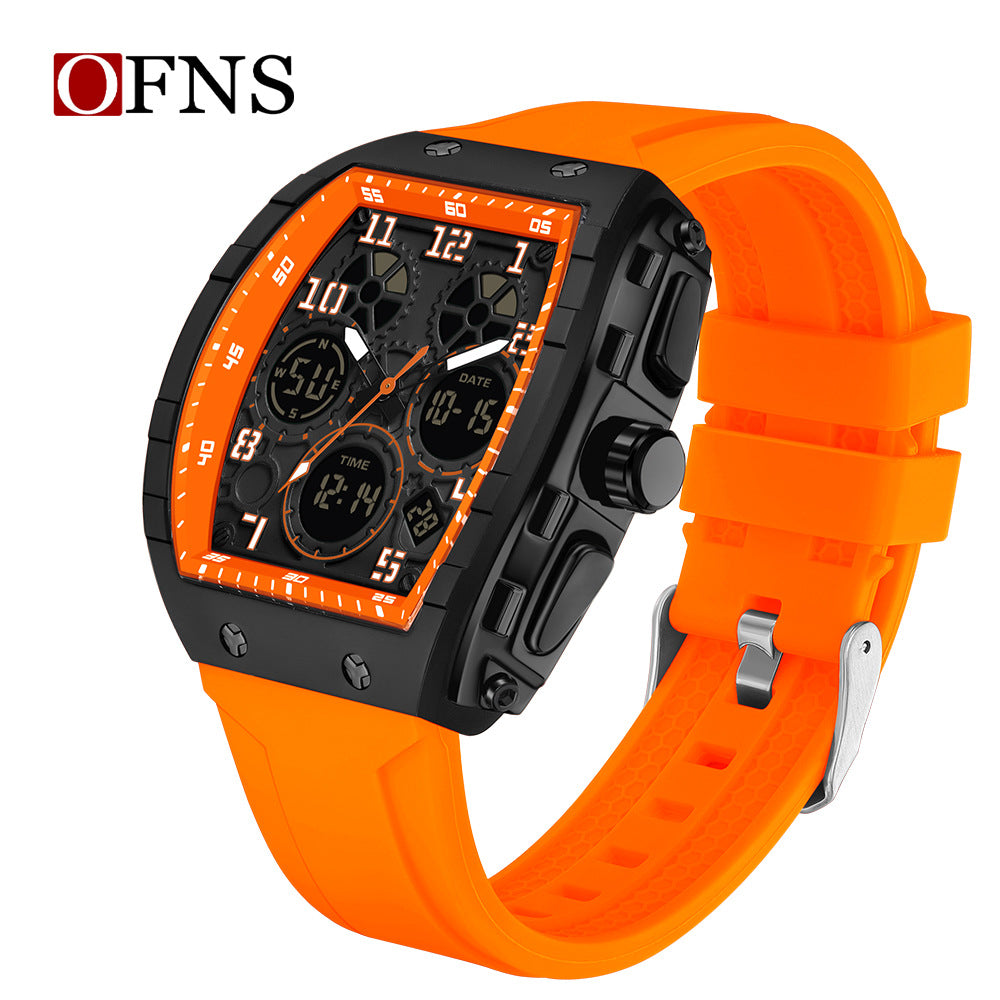 Unisex Multifunction Barrel Digital Watch – Stopwatch, Alarm, Luminous, 50M Water Resistant