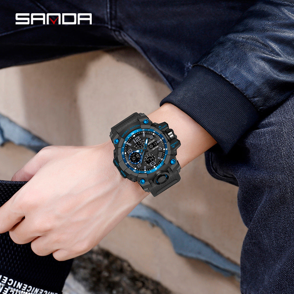 Reloj Deportivo Digital Multifunción Sanda – Alarma Luminoso Resistente al Agua 50M Unisex