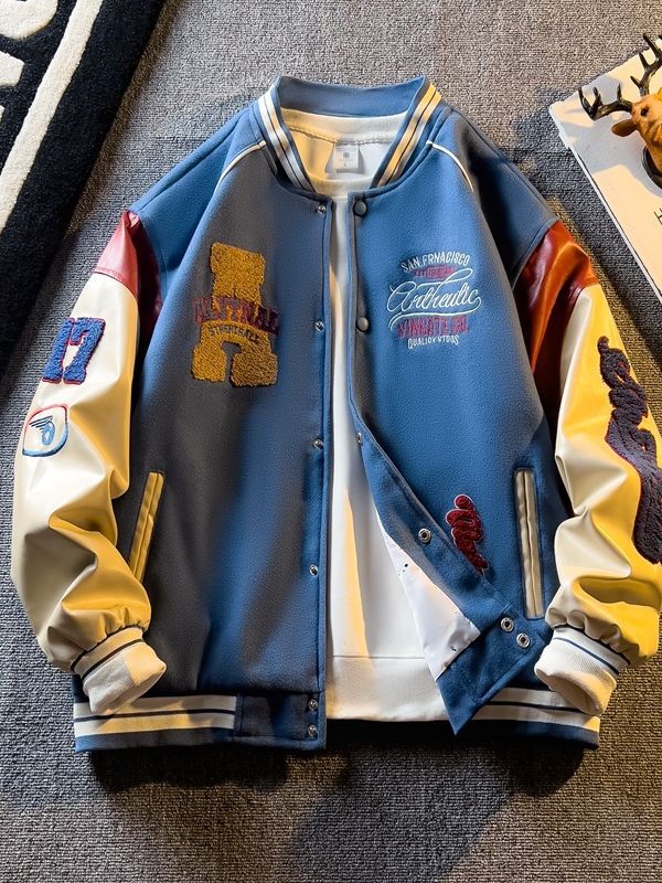Chaqueta Bomber Universitaria Americana con Bordados