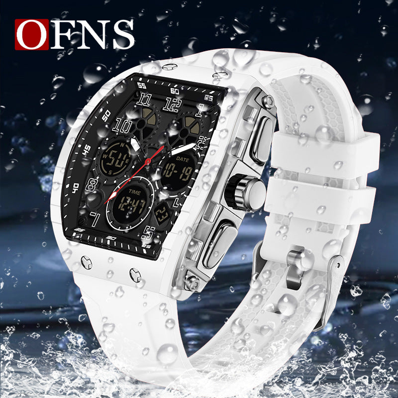 Unisex Multifunction Barrel Digital Watch – Stopwatch, Alarm, Luminous, 50M Water Resistant