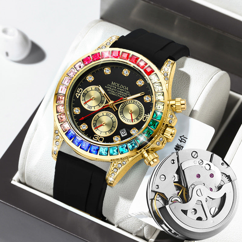 Men's Quartz Watch Three Sub-Dials – Multifunction Calendar Steel or Silicone Strap