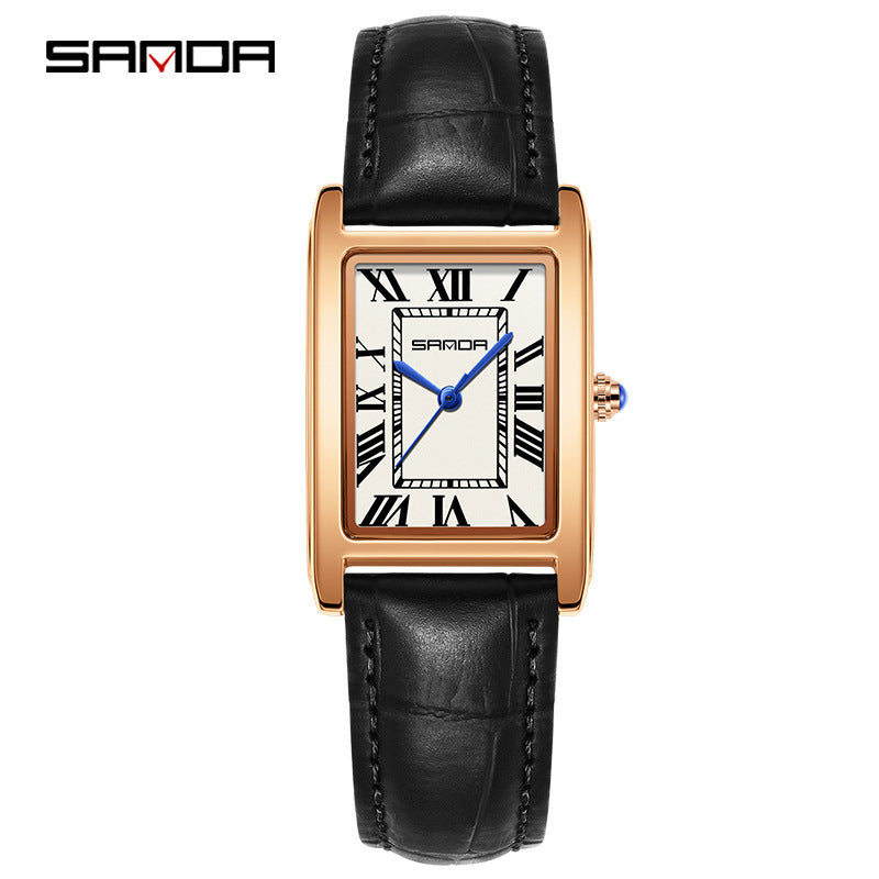Vintage Square Couple's Watch – Elegant Unisex Quartz with Roman Numerals