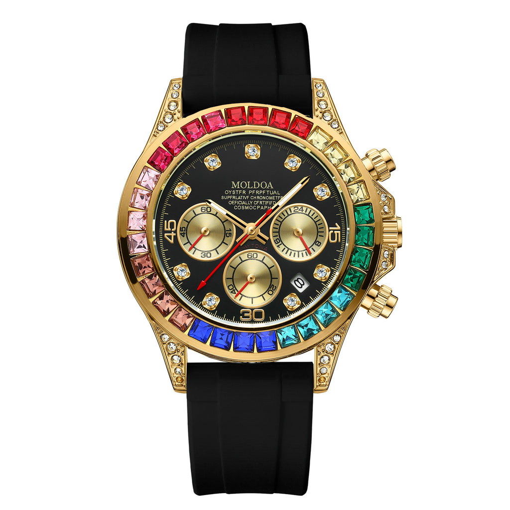 Men's Quartz Watch Three Sub-Dials – Multifunction Calendar Steel or Silicone Strap