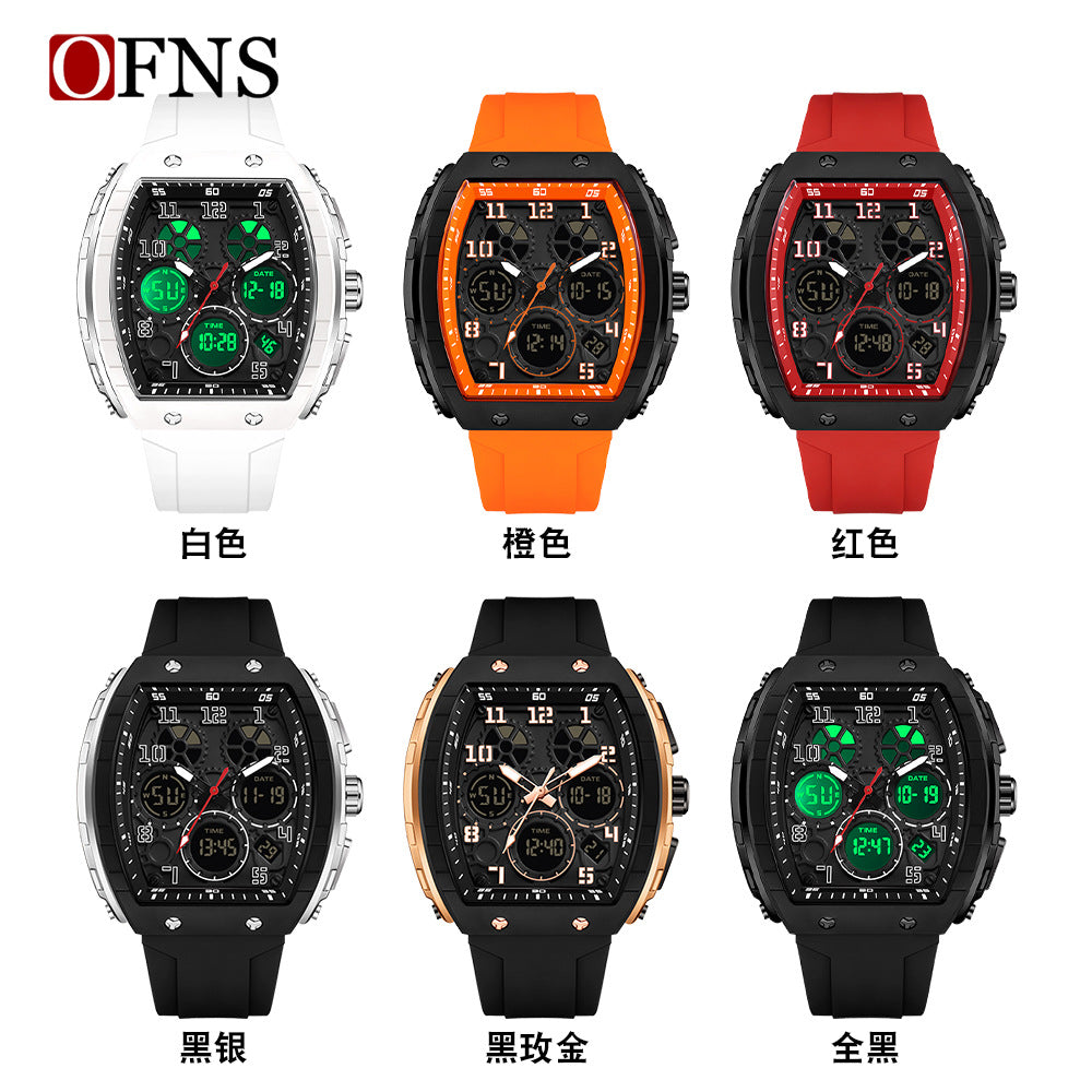 Unisex Multifunction Barrel Digital Watch – Stopwatch, Alarm, Luminous, 50M Water Resistant