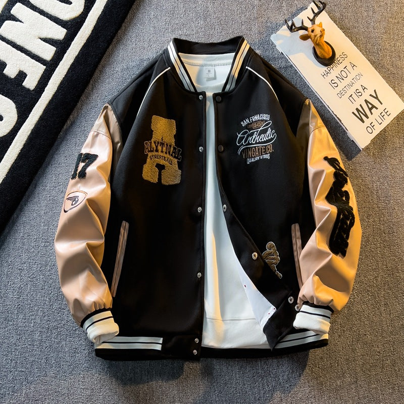 Chaqueta Bomber Universitaria Americana con Bordados