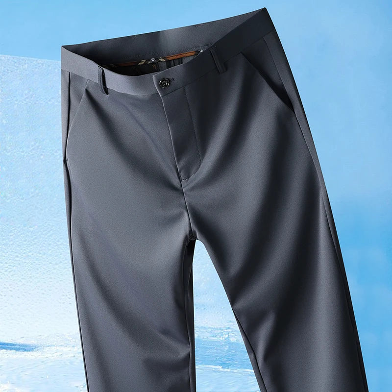 Pantalón Hombre Recto Antiplancha Tejido Sedoso – Ligero Casual Primavera Verano, Talla 29-42