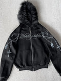 🖤 Chaqueta Gótica con Capucha y Pelo Sintético – Edición Invierno