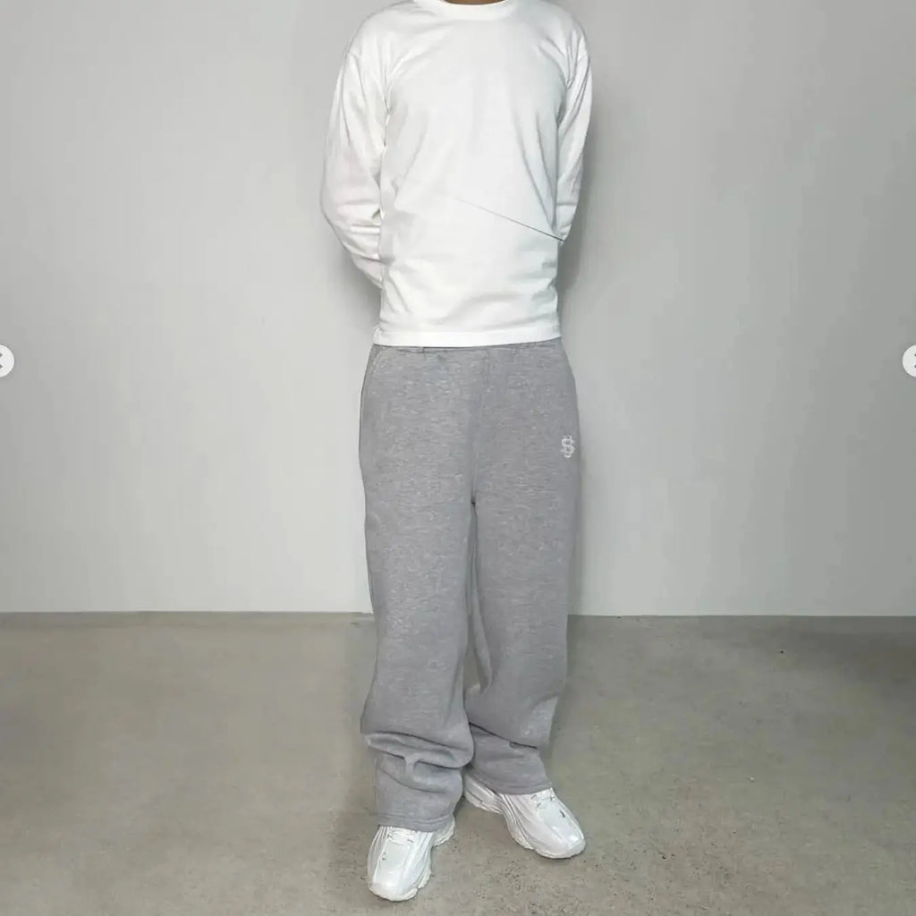 Pantalones deportivos casuales para hombre de corte recto, con cremallera, bordado y cordón en la cintura (para otoño)
