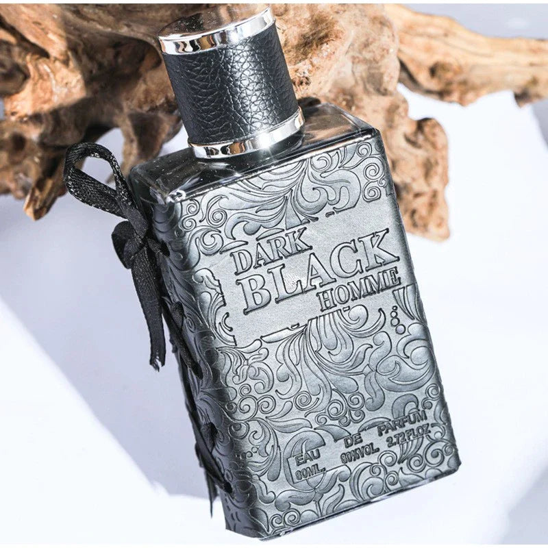 Men's Leather Sandalwood Woody Cologne 80ml – Fresh Natural Light Long-Lasting Dark Brown