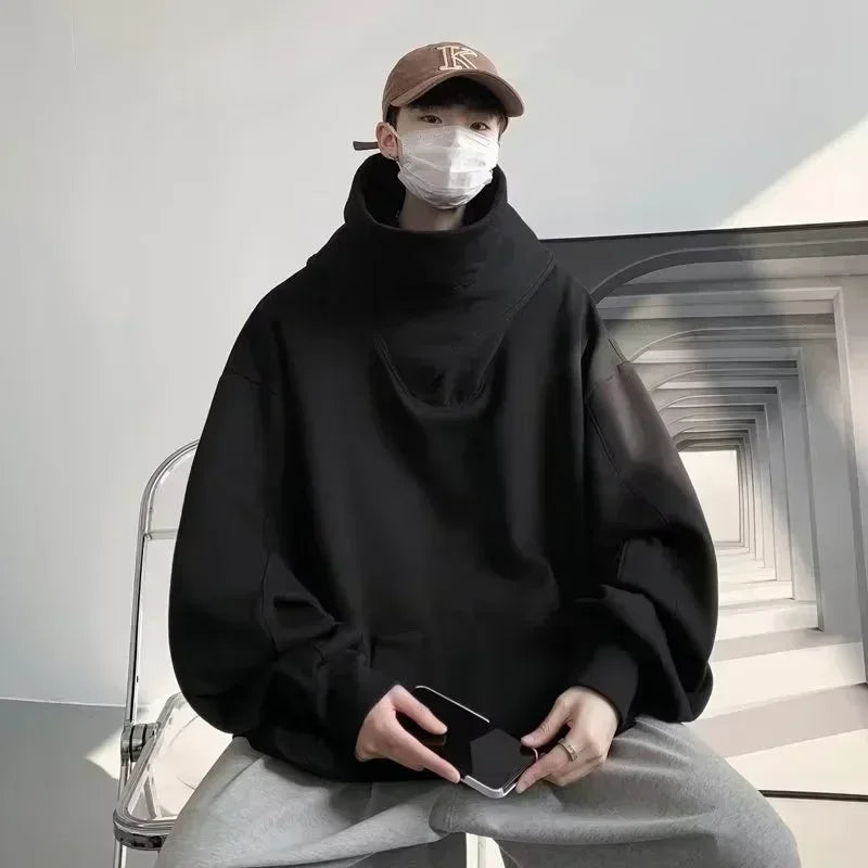 Hoodie Hombre Cuello Tortuga Ninja Y2K Oversize – Fleece Vintage Streetwear Hip Hop Japonés Otoño