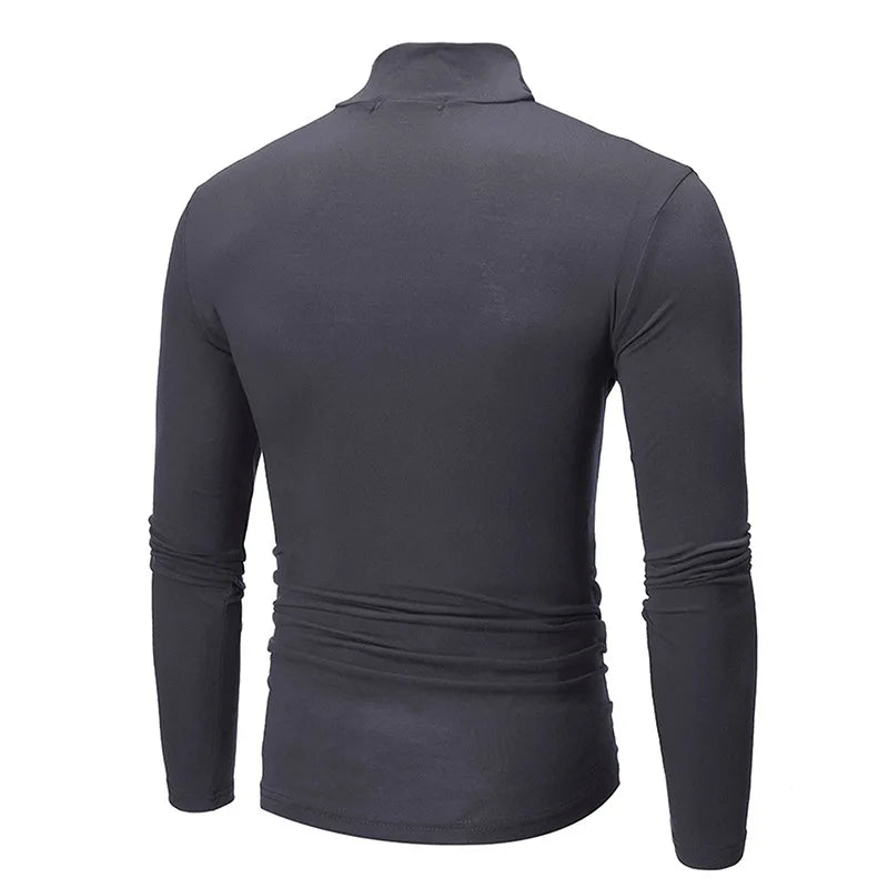 Men's Slim Fit Long Sleeve Turtleneck T-Shirt – Casual Thermal Autumn Winter