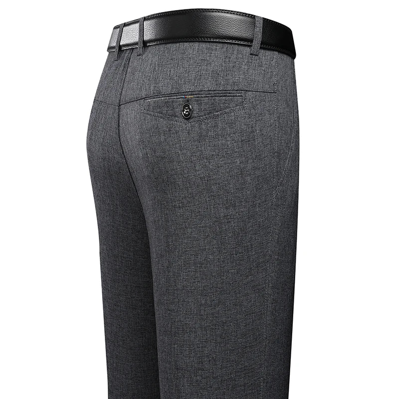Men's Straight Formal Suit Trousers – Elastic Black Gray Office Spring Autumn