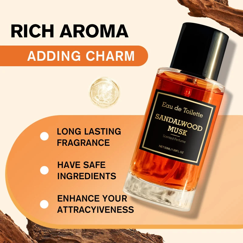 Perfume Hombre Sándalo Almizle Fresco y Duradero 50ml – Caballeroso Perfecto Para Citas
