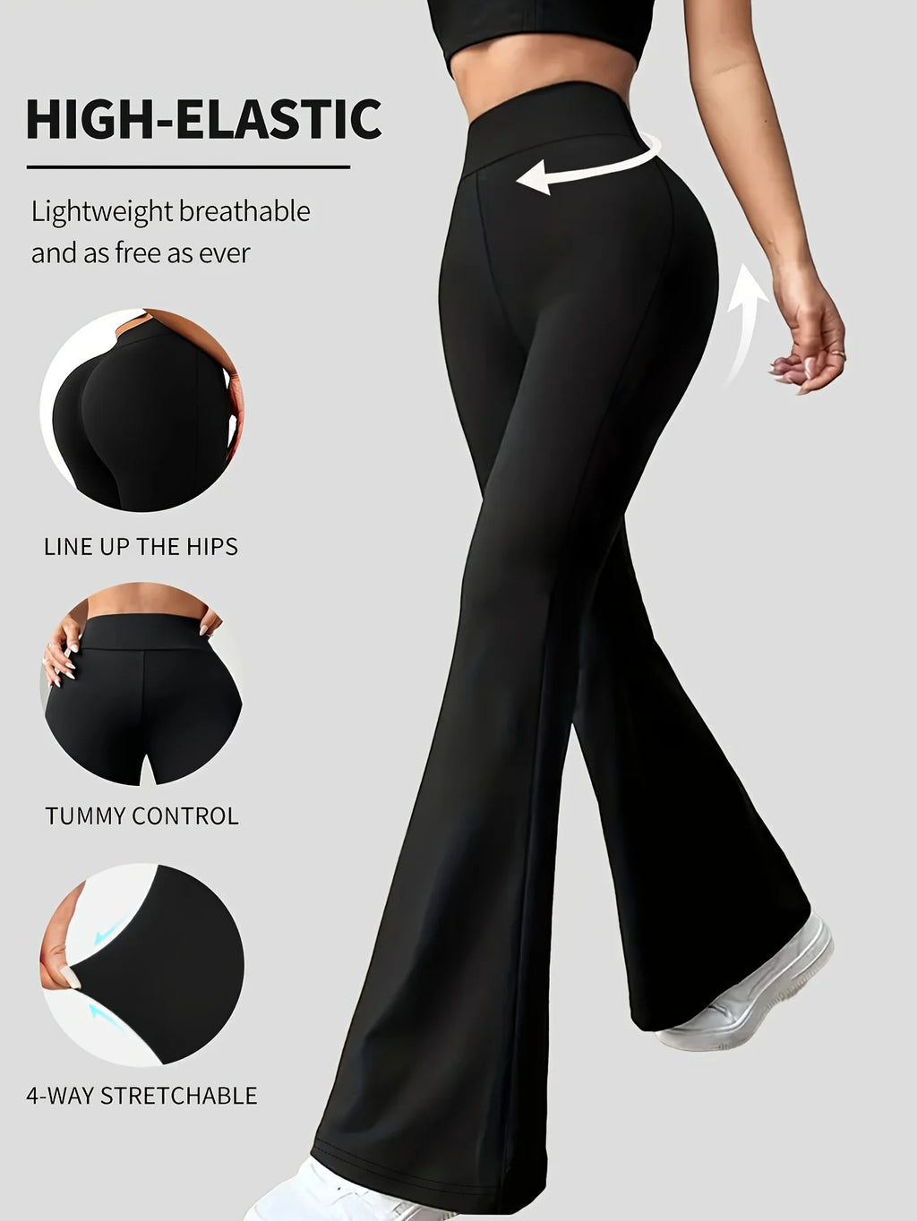 Women's High-Waisted Flare Pants – Tummy Control, Figure-Enhancing
