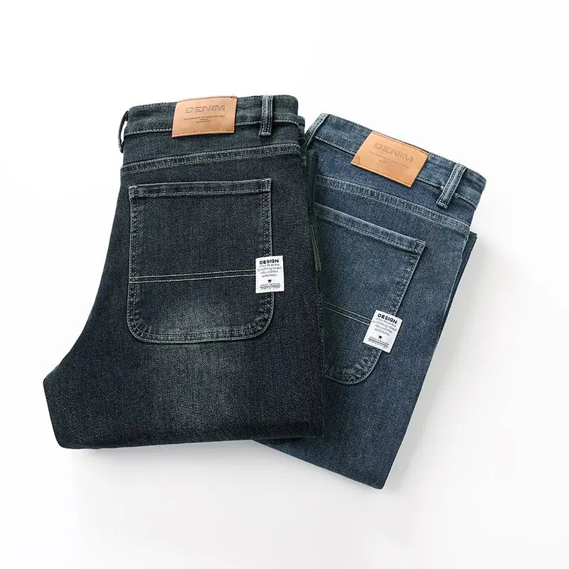 Vaqueros Baggy Hombre Casual Stretch Pierna Ancha – Denim Business Versátil Cómodo Primavera Otoño