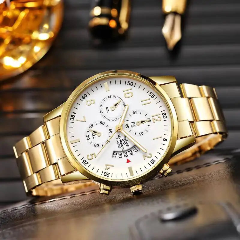Reloj de Cuarzo con Calendario – Elegancia Masculina de Lujo