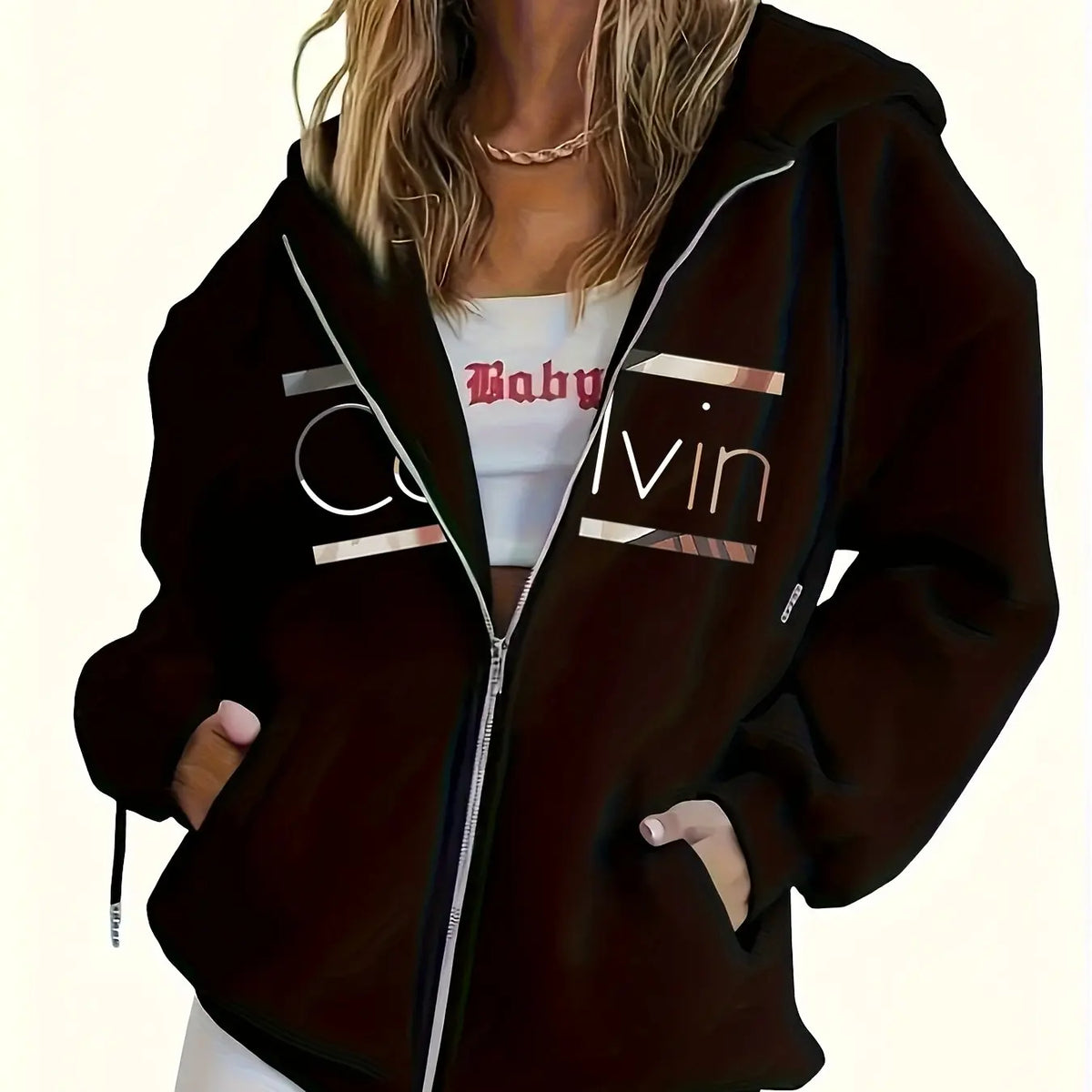 🤎 Hoodie Marrón Relaxed con Estampado Blanco – Comodidad Total
