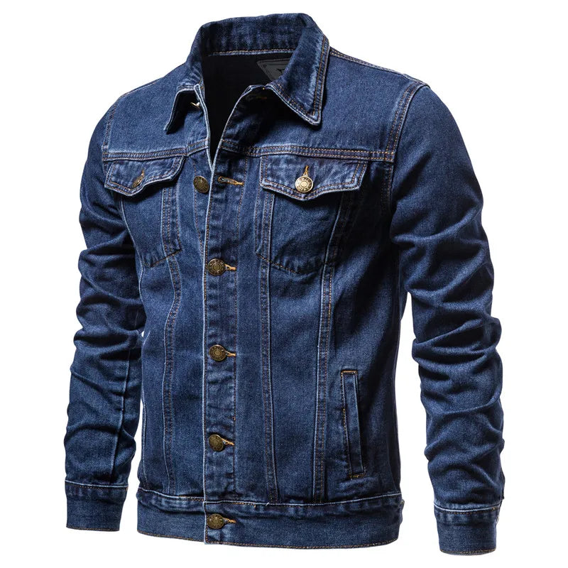 Chaqueta Vaquera Hombre Moto Vintage 2025 Slim Fit – Denim Moda Negro Azul Otoño