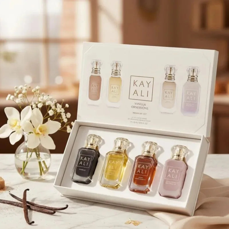 KAYALI Unisex Perfume Set 4x10ml – Floral Fruity Musk Vanilla Royal Fresh Elegant Long-Lasting