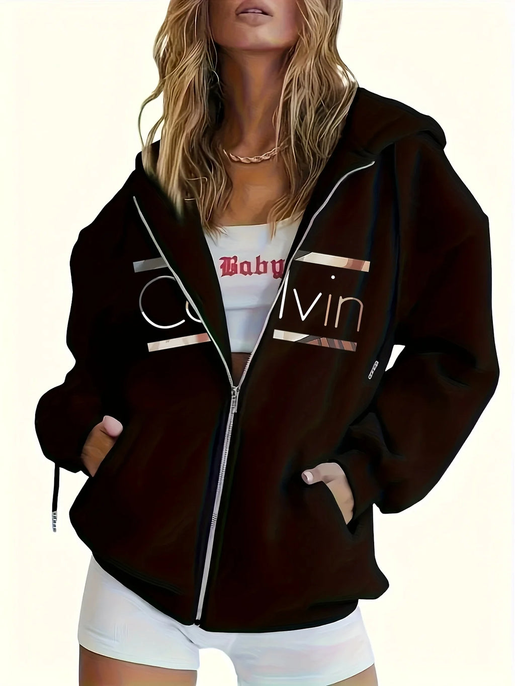 🤎 Hoodie Marrón Relaxed con Estampado Blanco – Comodidad Total