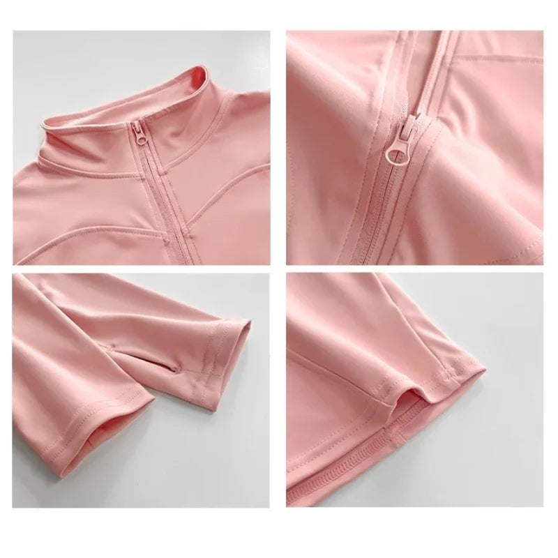 Women's Long Sleeve Sports Jacket with Zipper – Running & Fitness S-3XL