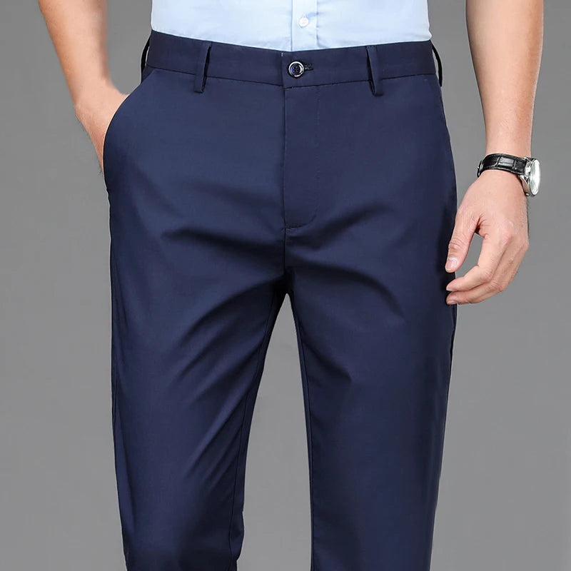 Pantalón Hombre Recto Elegante Oficina – Secado Rápido Smart Casual Primavera Otoño, Talla 31-40