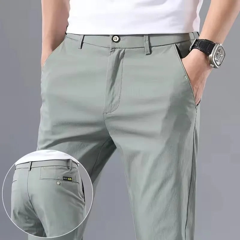 Pantalones Slim Fit Hombre Algodón Stretch Golf 2025 – Business Casual Coreano Primavera Otoño