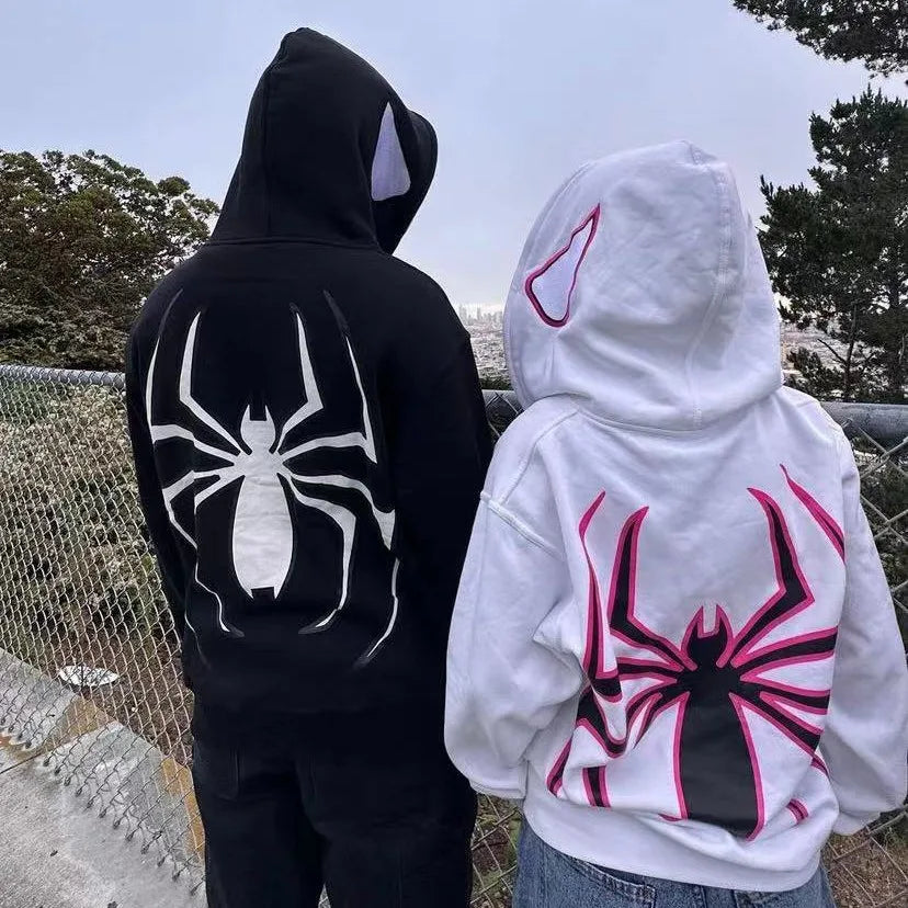 🕷️ Hoodie Spider Unisex – Streetwear Harajuku Gótico