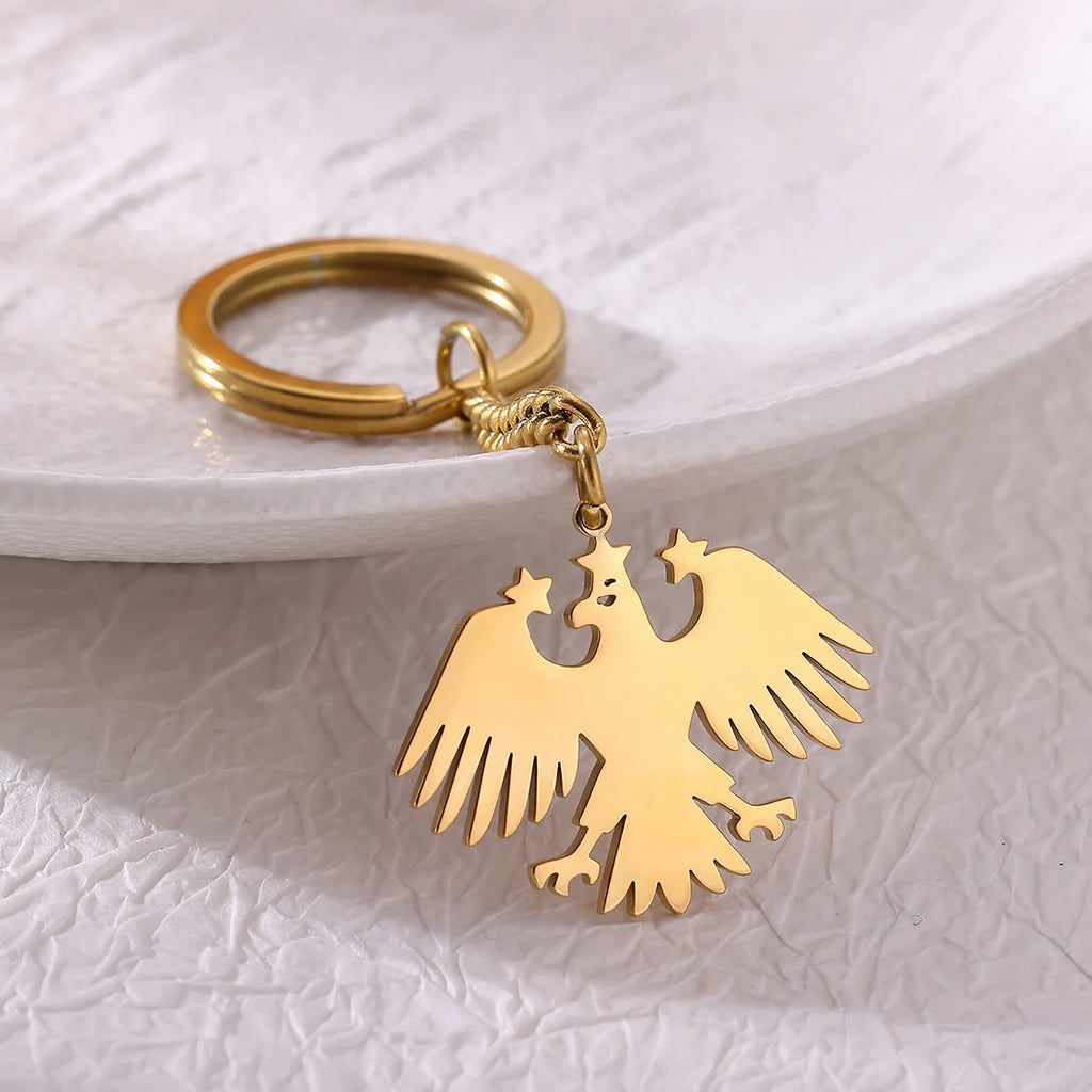 Gold Stainless Steel Eagle & Stars Keychain – Elegant Women's Accessory