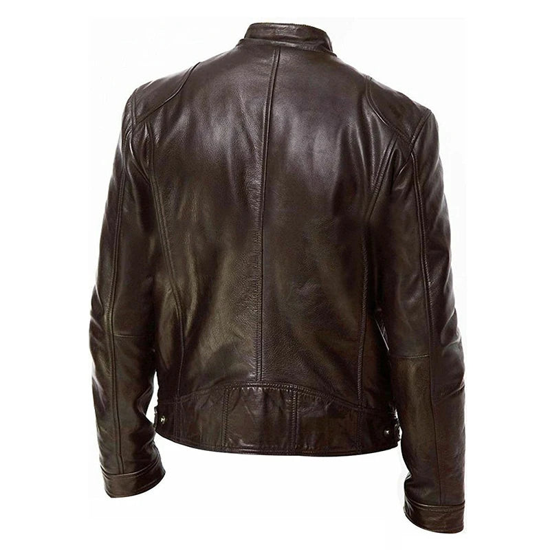Cazadora Moto Hombre Cuero PU Slim Fit 2024 – Chaqueta Casual Cortavientos Moda Otoño