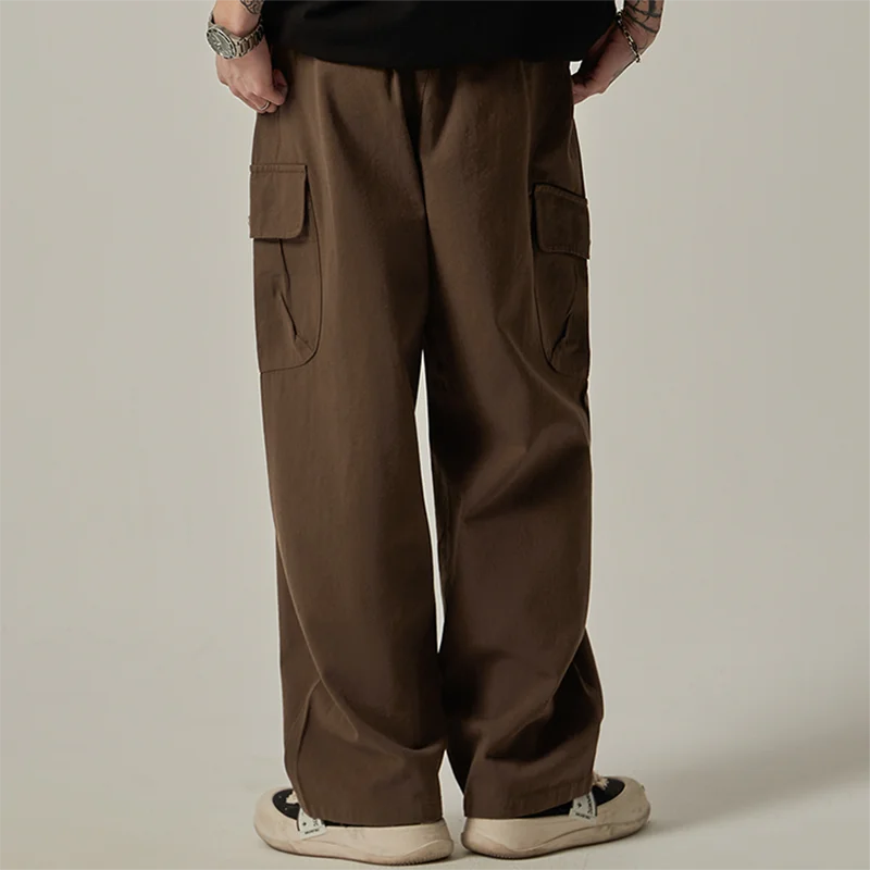 Pantalones Cargo Hombre Vintage Pierna Ancha 2025 – Bolsillos Grandes Cordones Primavera Otoño
