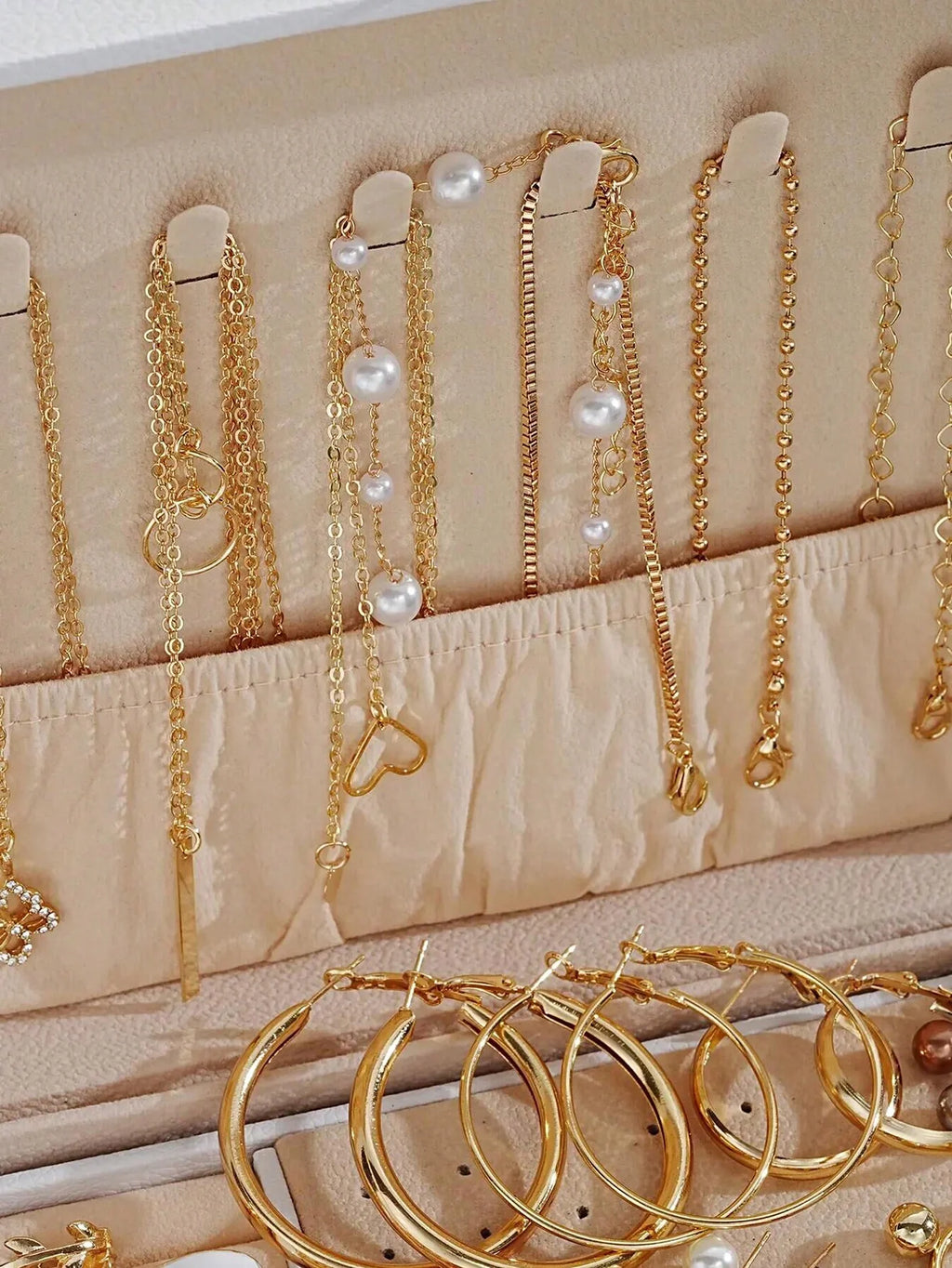 86-Piece Pearl Jewelry Set – Necklace, Earrings & Rings, Women's Gift