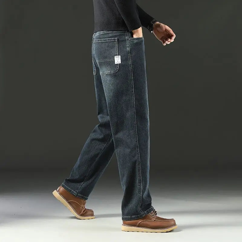 Vaqueros Baggy Hombre Casual Stretch Pierna Ancha – Denim Business Versátil Cómodo Primavera Otoño