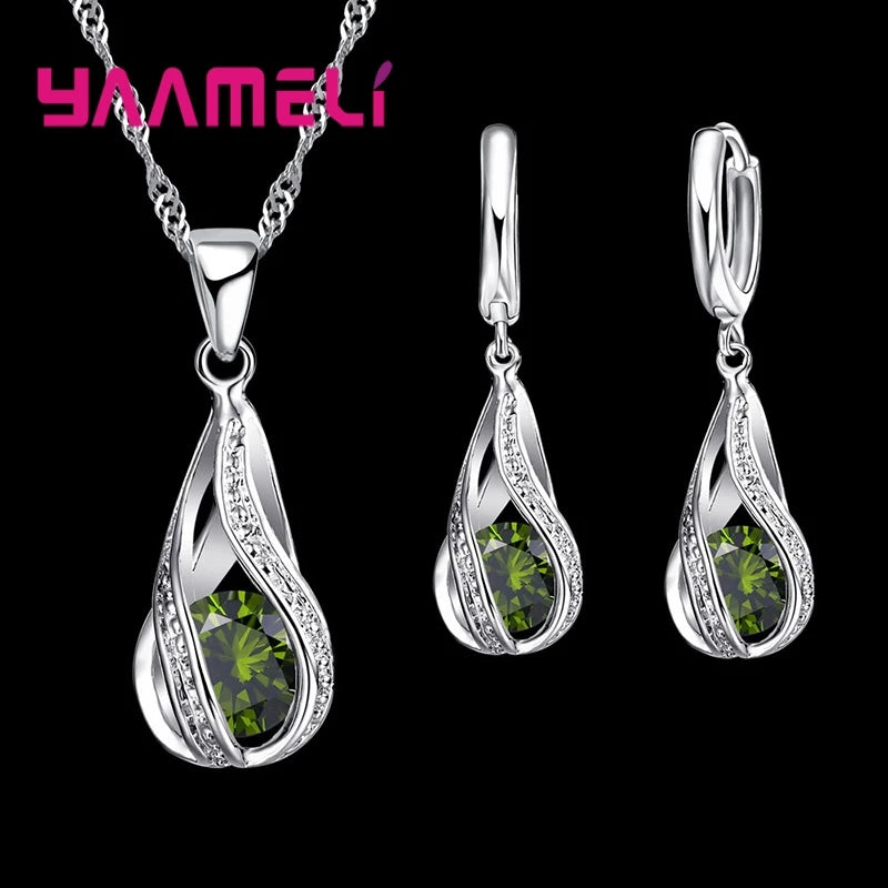 Set Collar & Pendientes Plata 925 con Zirconia – Joya Boda & Fiesta, Regalo