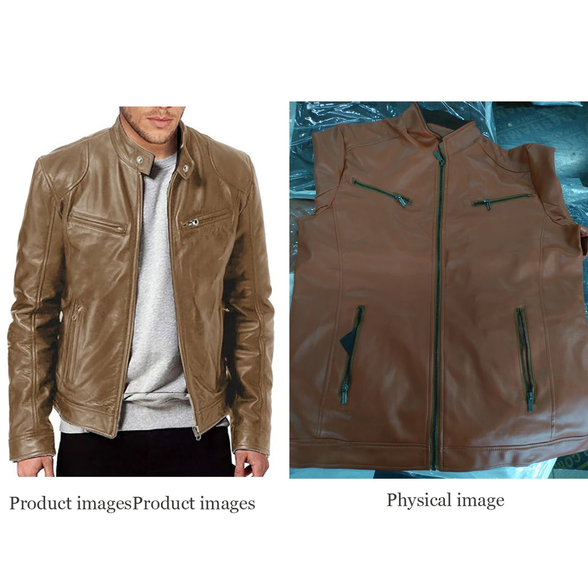 Cazadora Moto Hombre Cuero PU Slim Fit 2024 – Chaqueta Casual Cortavientos Moda Otoño