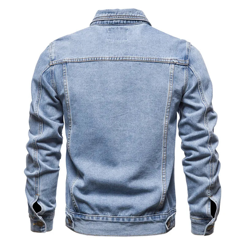Chaqueta Vaquera Hombre Moto Vintage 2025 Slim Fit – Denim Moda Negro Azul Otoño
