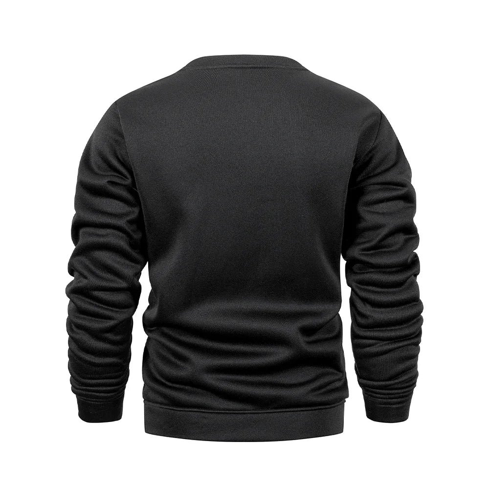 Jersey Hombre Cuello Redondo Pull Casual Deportivo – Forro Polar Sólido Primavera Otoño