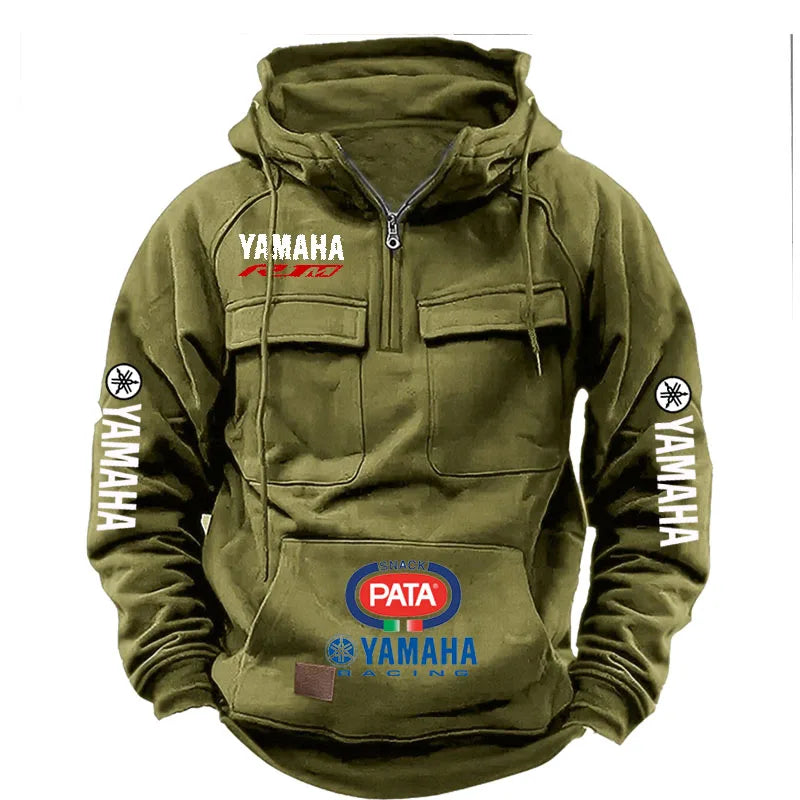 Sudadera Hombre Estilo Workwear Multi-Bolsillos Capucha – Moda Sólida Manga Larga Primavera Otoño