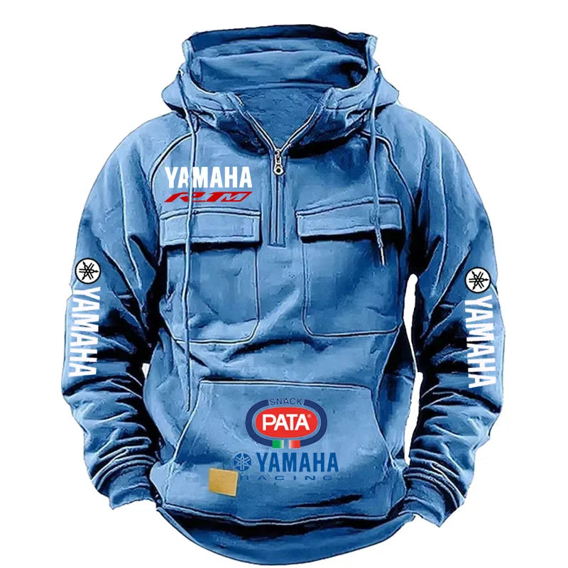 Sudadera Hombre Estilo Workwear Multi-Bolsillos Capucha – Moda Sólida Manga Larga Primavera Otoño